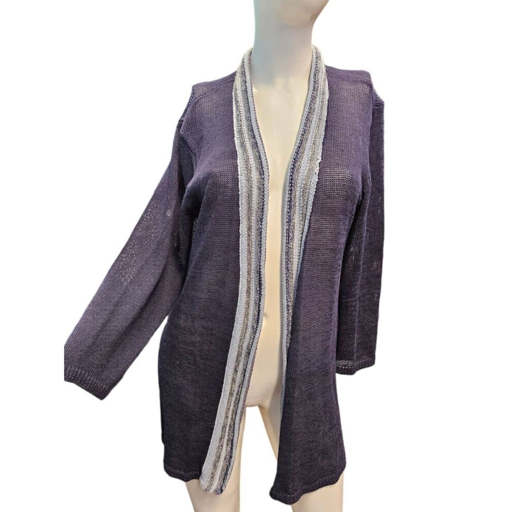 Coldwater Creek Blue Long Open Cardigan Size Large Womens Knit - Picture 2 of 10